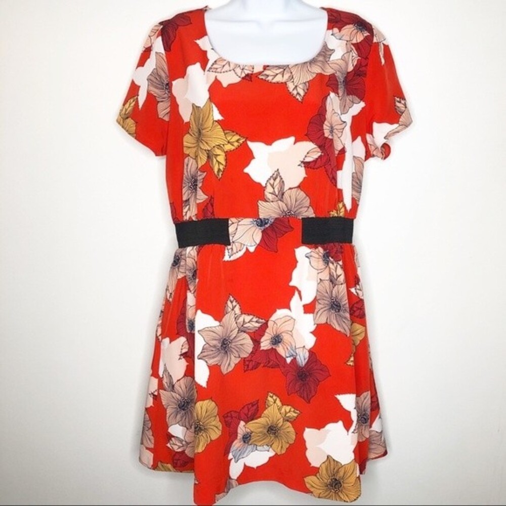 METAPHOR Red Floral Print Dress Size 12